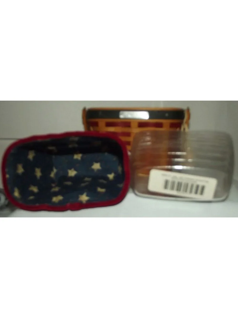 Longaberger 2001 Combo 4th July Inaugural Basket Liner Protector Tie On Stars 6
